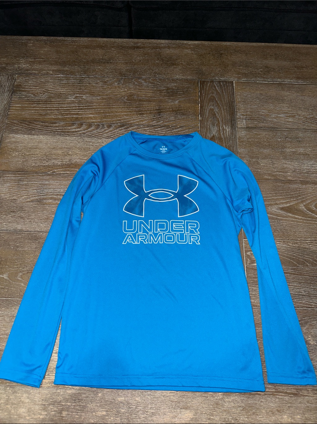 Under Armour Bright Blue Long Sleeve Logo Tee Boys Medium